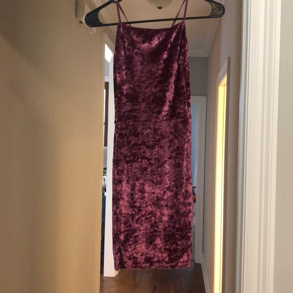 Pink velvet minidress
